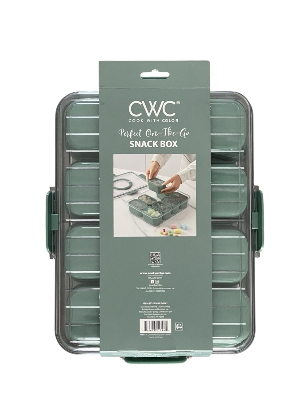 🆕CWC 8-Compartment Snackle Box, Charcuterie and Snack Container, Sage Color - Picture 2 of 6